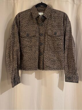 Miss Selfie Leopard Print Cropped Utility Jacket - Brown